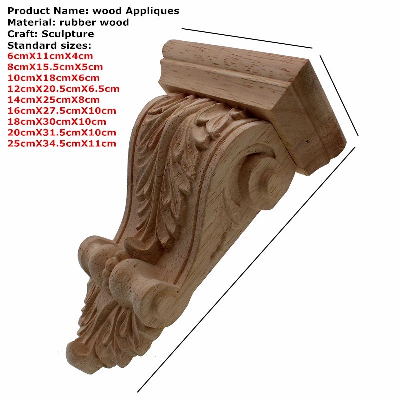 RUNBAZEF Oak Wood Carved Applique European Vintage Floral Furniture Decor 5