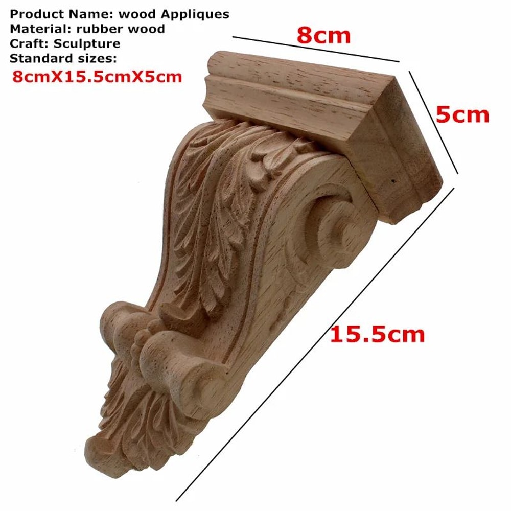 RUNBAZEF Oak Wood Carved Applique European Vintage Floral Furniture Decor 7