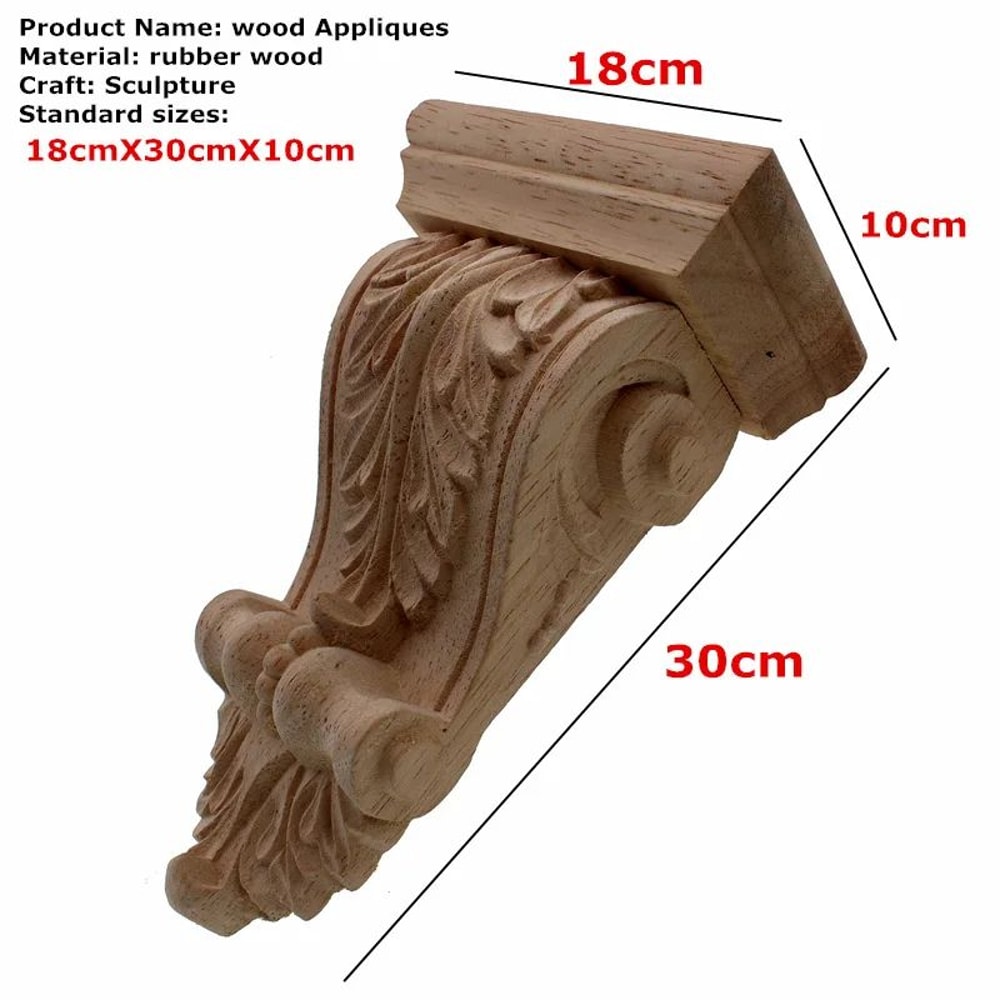 RUNBAZEF Oak Wood Carved Applique European Vintage Floral Furniture Decor 12