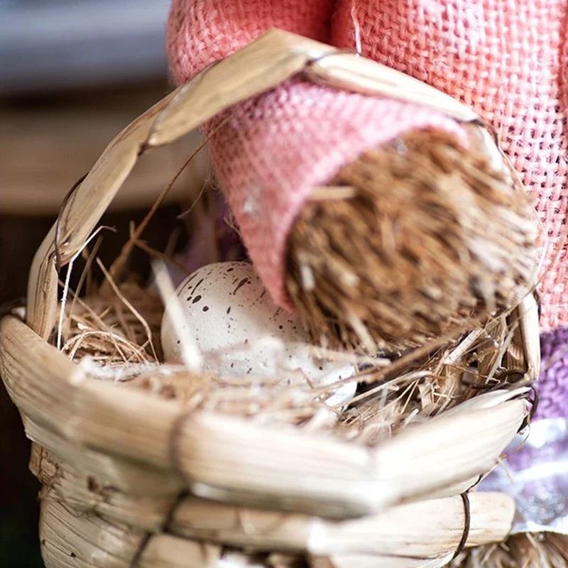Straw Woven Easter Bunny Decor 18in Handmade Rabbit Garden Home Ornament 5