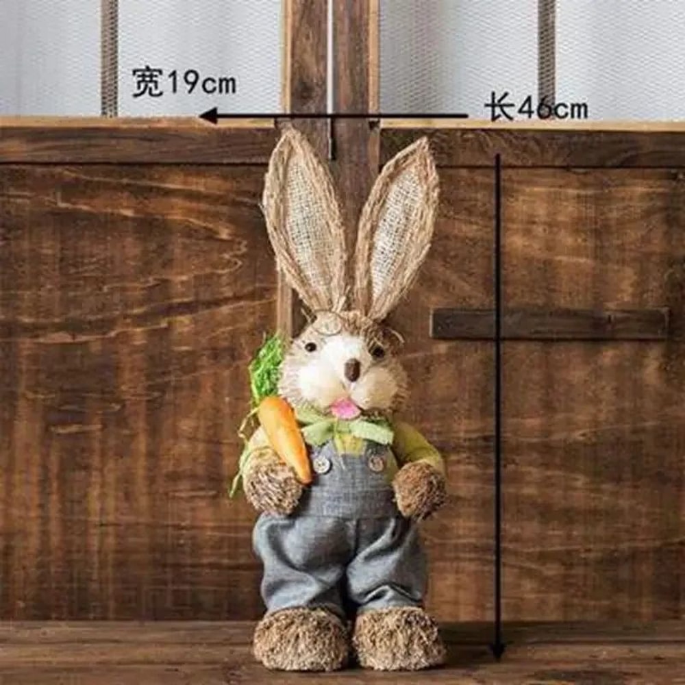 Straw Woven Easter Bunny Decor 18in Handmade Rabbit Garden Home Ornament 6