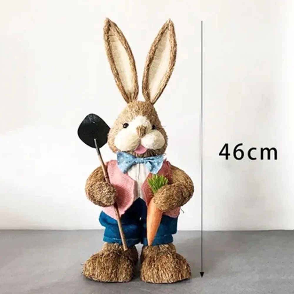 Straw Woven Easter Bunny Decor 18in Handmade Rabbit Garden Home Ornament 8