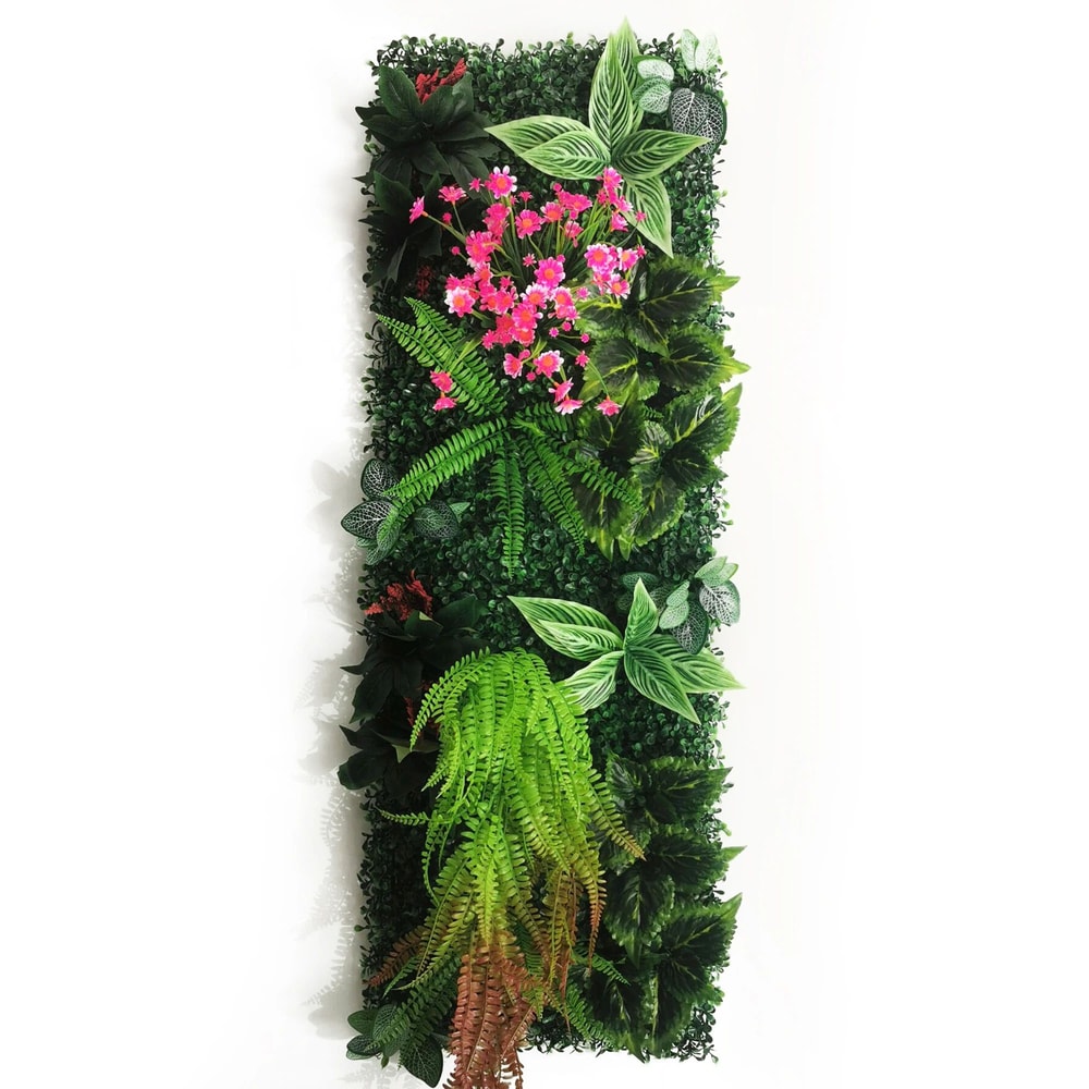 Artificial Rose Grass Wall Panel 16x47in Floral Lawn Decor With Straw Mat Backing 13