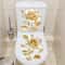 Golden Flower Toilet Lid Sticker Waterproof Vinyl Bathroom Decor Decal 1