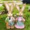 Straw Easter Bunny Figurine Set 14in Spring Rabbit Decor For Home Garden 4
