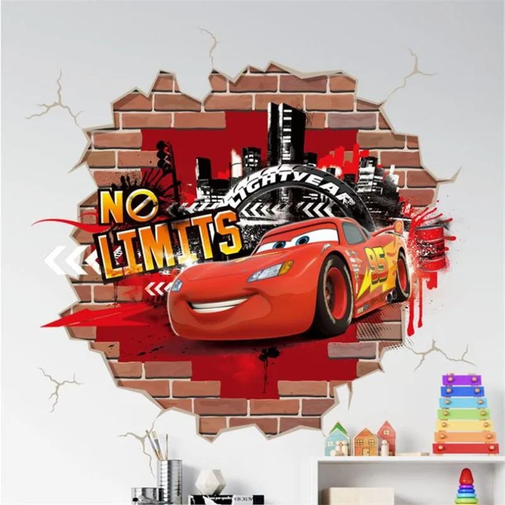 3D Lightning McQueen Wall Stickers Cartoon Cars Kids Room Decor Decals 1