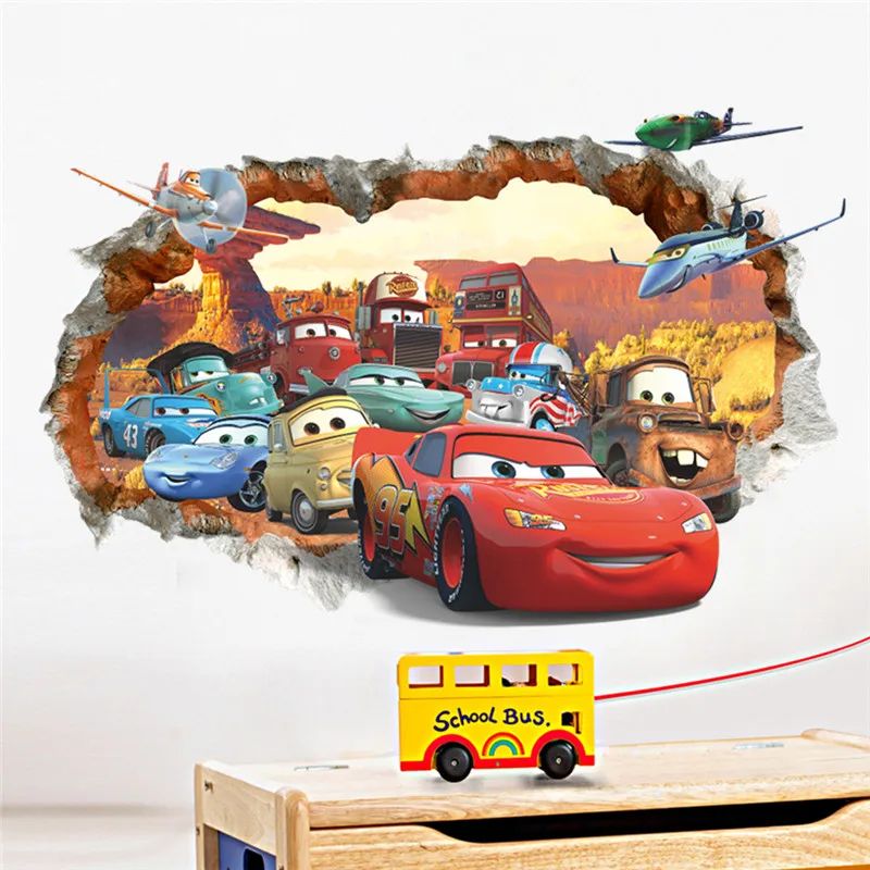 3D Lightning McQueen Wall Stickers Cartoon Cars Kids Room Decor Decals 2