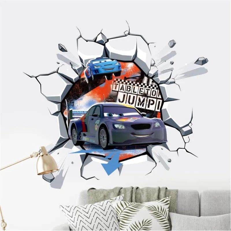 3D Lightning McQueen Wall Stickers Cartoon Cars Kids Room Decor Decals 5