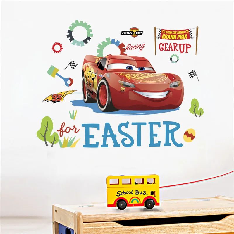 3D Lightning McQueen Wall Stickers Cartoon Cars Kids Room Decor Decals 10