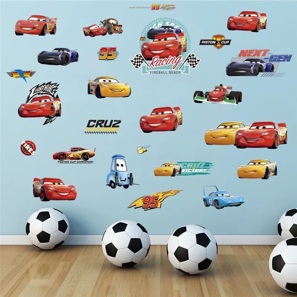 3D Lightning McQueen Wall Stickers Cartoon Cars Kids Room Decor Decals 11