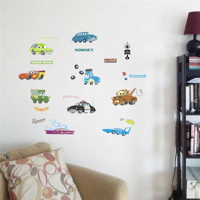3D Lightning McQueen Wall Stickers Cartoon Cars Kids Room Decor Decals 13