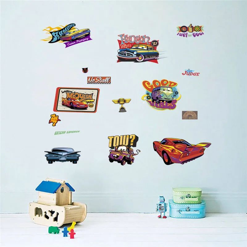 3D Lightning McQueen Wall Stickers Cartoon Cars Kids Room Decor Decals 14