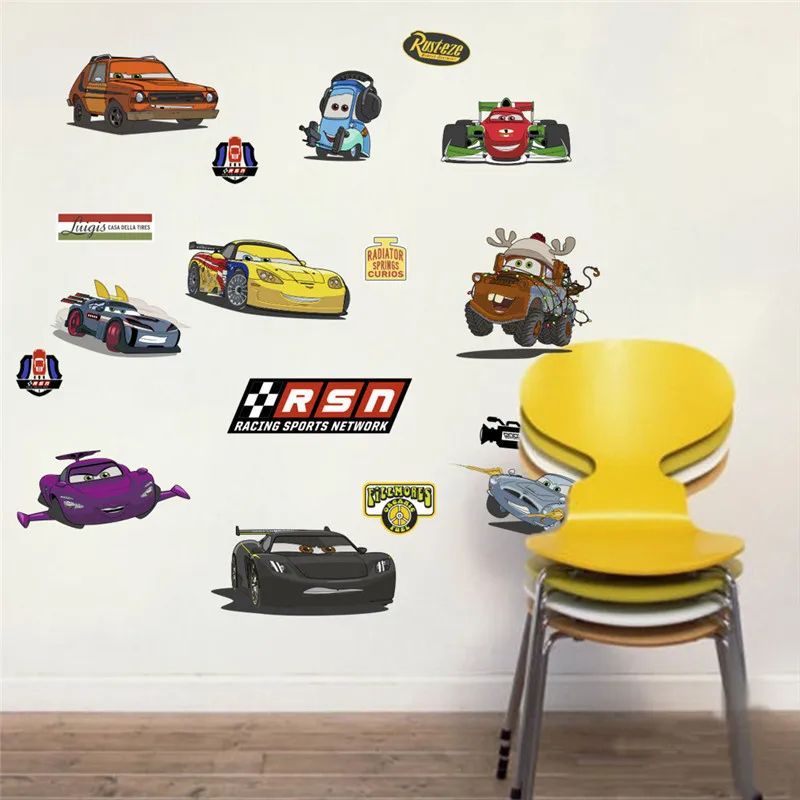 3D Lightning McQueen Wall Stickers Cartoon Cars Kids Room Decor Decals 16