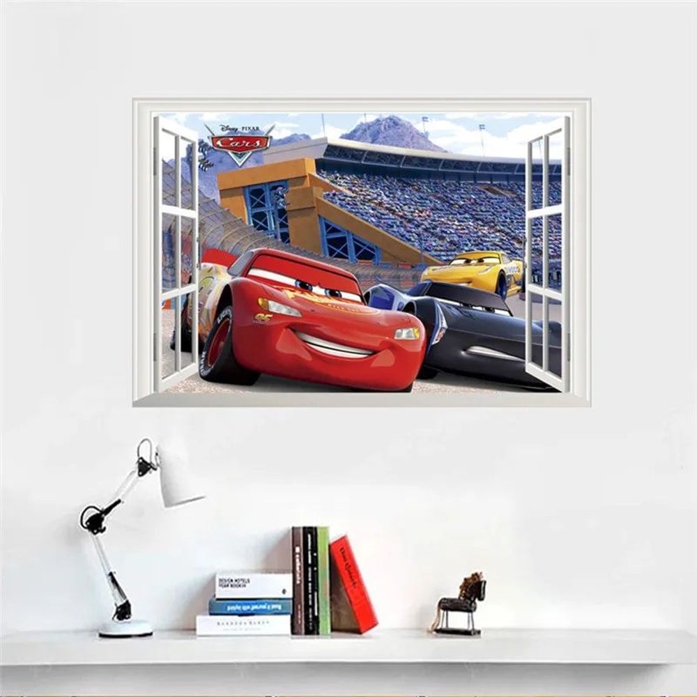 3D Lightning McQueen Wall Stickers Cartoon Cars Kids Room Decor Decals 17