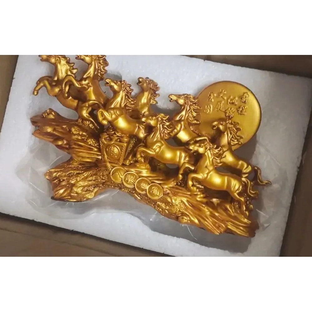 Eight Horses Feng Shui Resin Sculpture Lucky Wealth Desk Home Decor Figurine 7