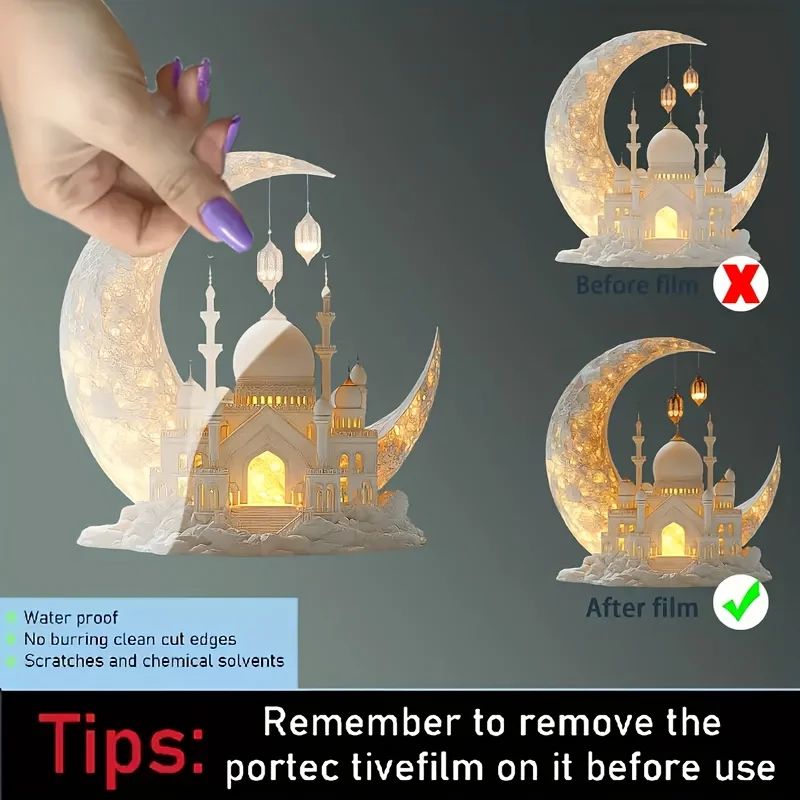 Eid Acrylic Mosque Table Decor Ramadan Islamic Window Home Display Ornament 4