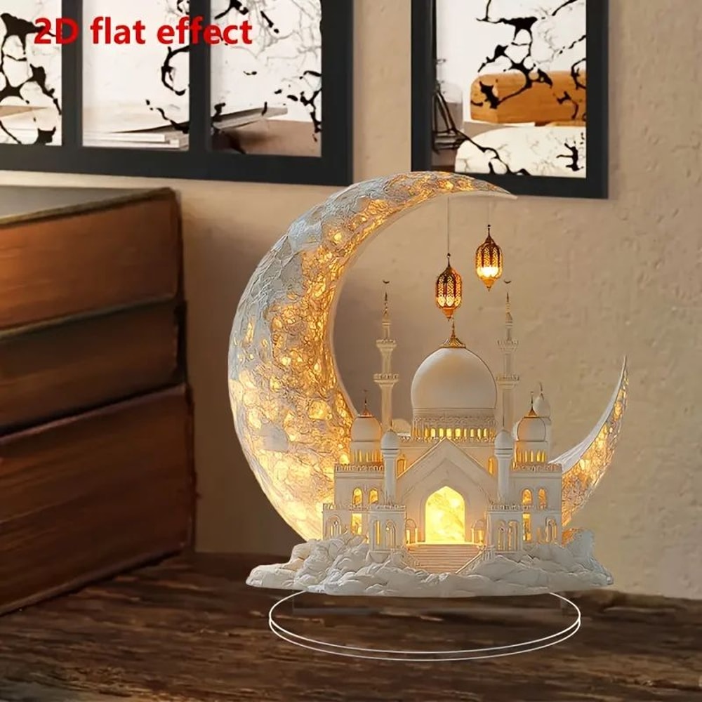 Eid Acrylic Mosque Table Decor Ramadan Islamic Window Home Display Ornament 0