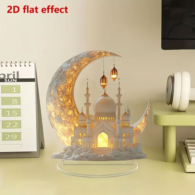 Eid Acrylic Mosque Table Decor Ramadan Islamic Window Home Display Ornament 2