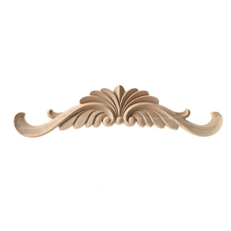 Unpainted Wood Carving Corner Applique Retro Furniture Trim Frame Decor 1