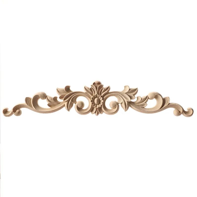 Unpainted Wood Carving Corner Applique Retro Furniture Trim Frame Decor 3