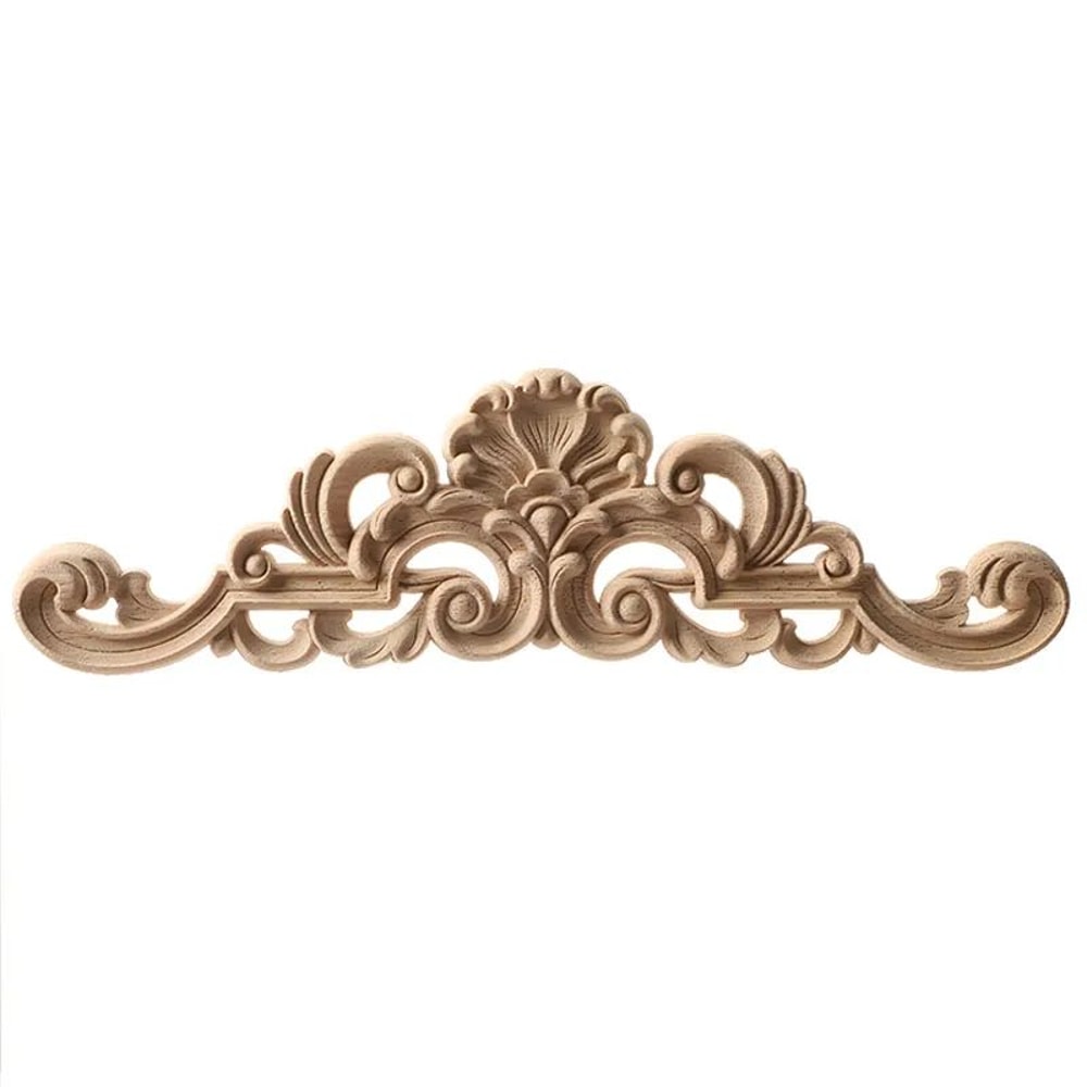 Unpainted Wood Carving Corner Applique Retro Furniture Trim Frame Decor 4