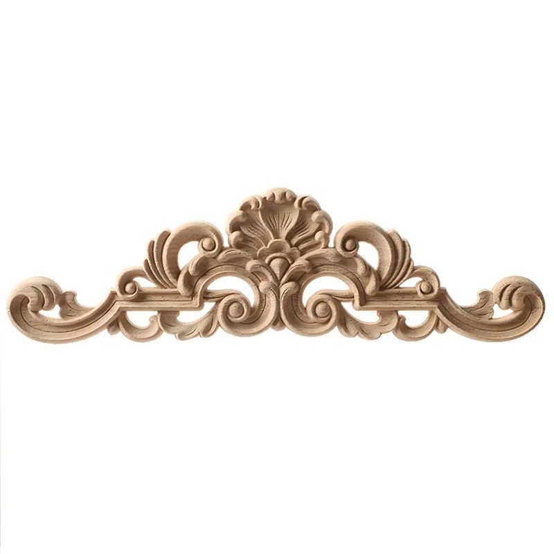 Unpainted Wood Carving Corner Applique Retro Furniture Trim Frame Decor 4