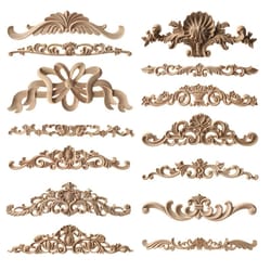 unpainted wood carving corner applique – retro furniture trim frame decor