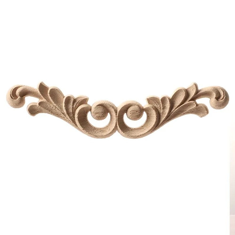 Unpainted Wood Carving Corner Applique Retro Furniture Trim Frame Decor 5