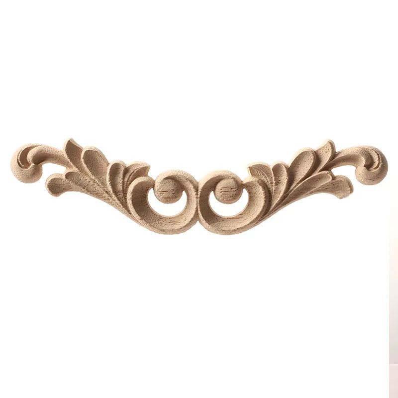 Unpainted Wood Carving Corner Applique Retro Furniture Trim Frame Decor 5