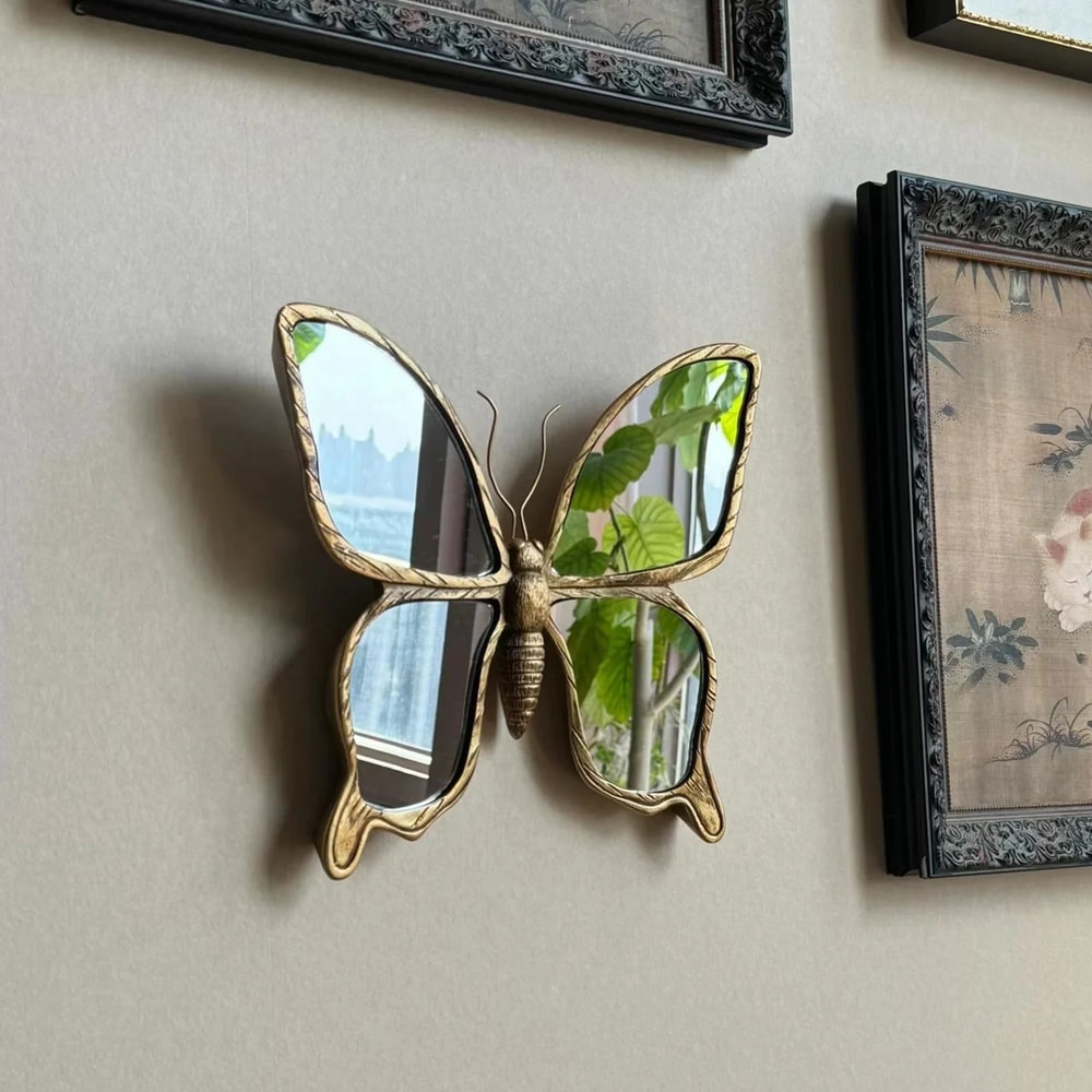 Vintage Dragonfly Resin Wall Art Mirror Retro Butterfly Decorative Wall Accent 4