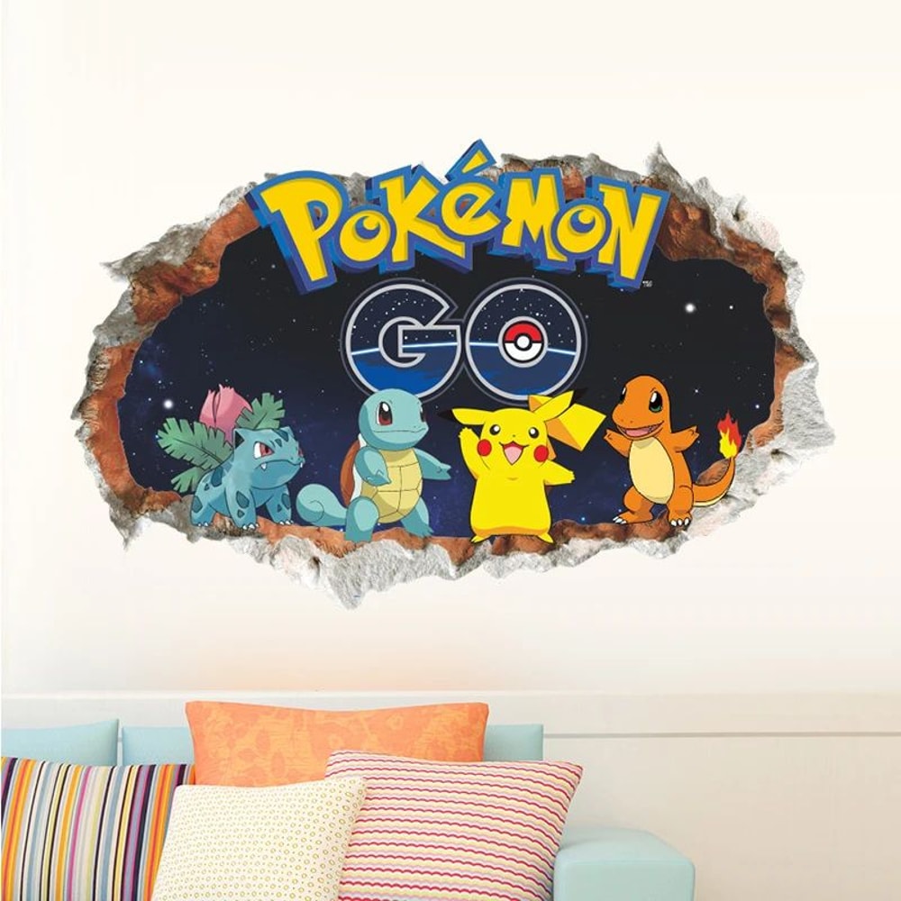 Cute Pikachu Wall Sticker Cartoon Kids Room Vinyl Decal Door Wall Decor 0