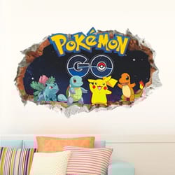 cute pikachu wall sticker – cartoon kids room vinyl decal door & wall decor
