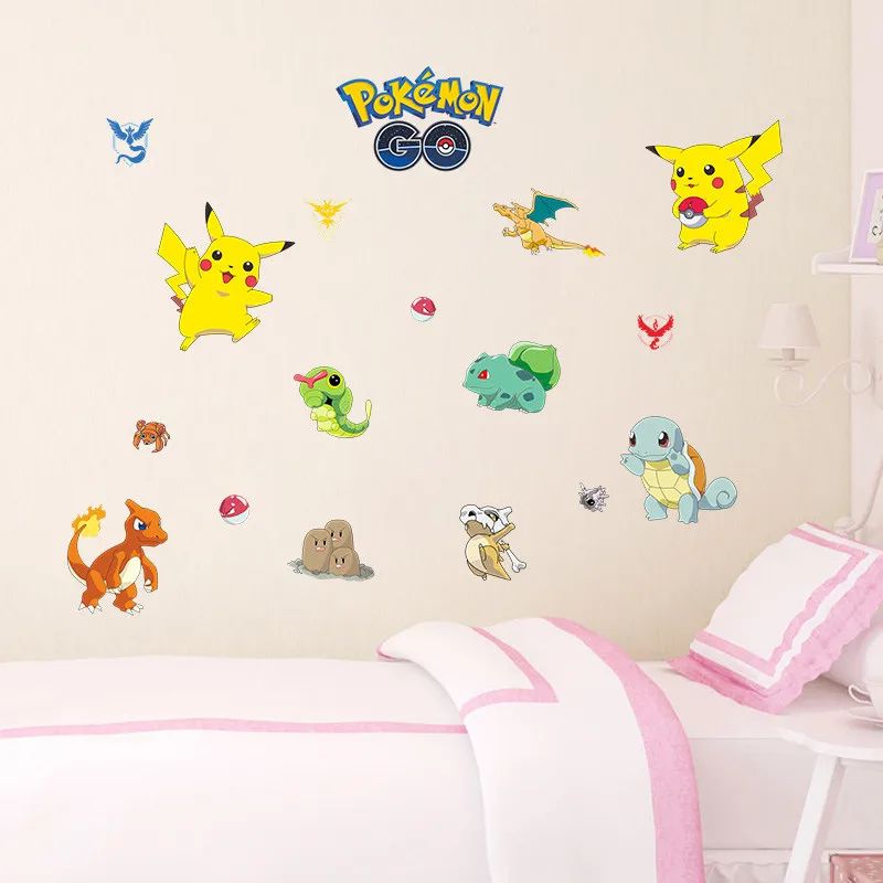 Cute Pikachu Wall Sticker Cartoon Kids Room Vinyl Decal Door Wall Decor 7