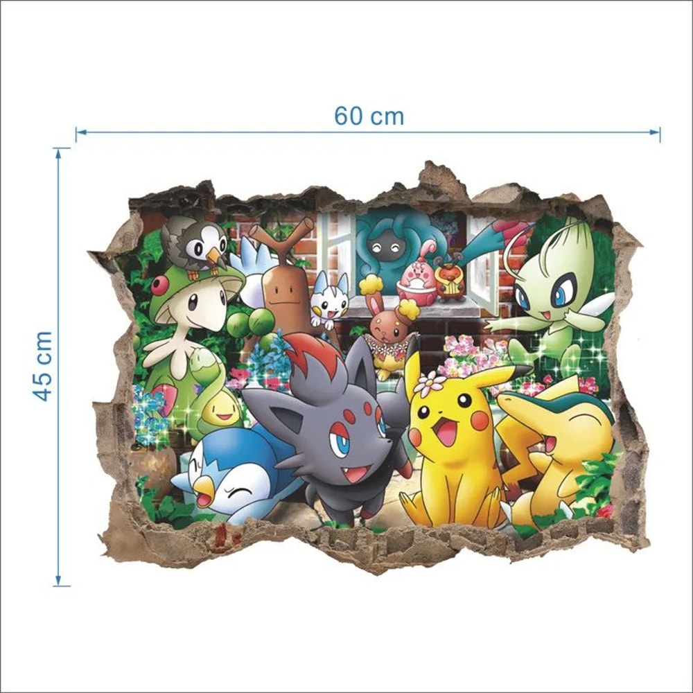 Cute Pikachu Wall Sticker Cartoon Kids Room Vinyl Decal Door Wall Decor 9