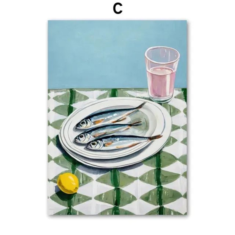 Abstract Crocodile Fish Canvas Wall Art Colorful Line Poster For Modern Home Decor 6