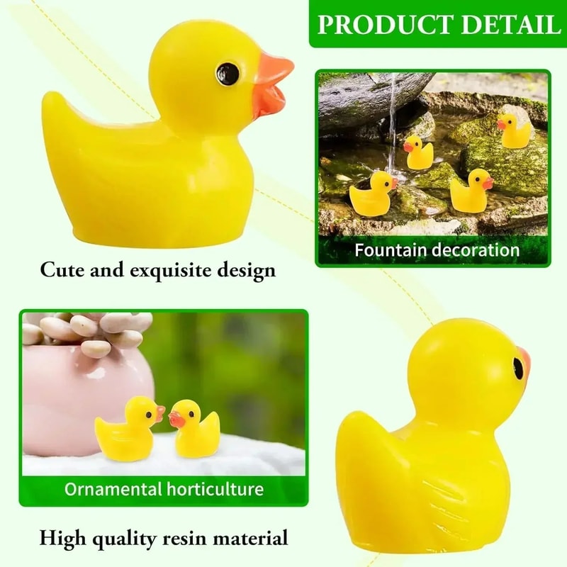 Mini Resin Duck Figurines Set Tiny Yellow Ducks For DIY Crafts Fairy Garden Decor 4