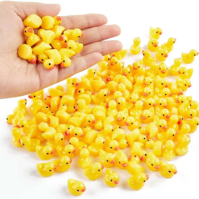 Mini Resin Duck Figurines Set Tiny Yellow Ducks For DIY Crafts Fairy Garden Decor 0
