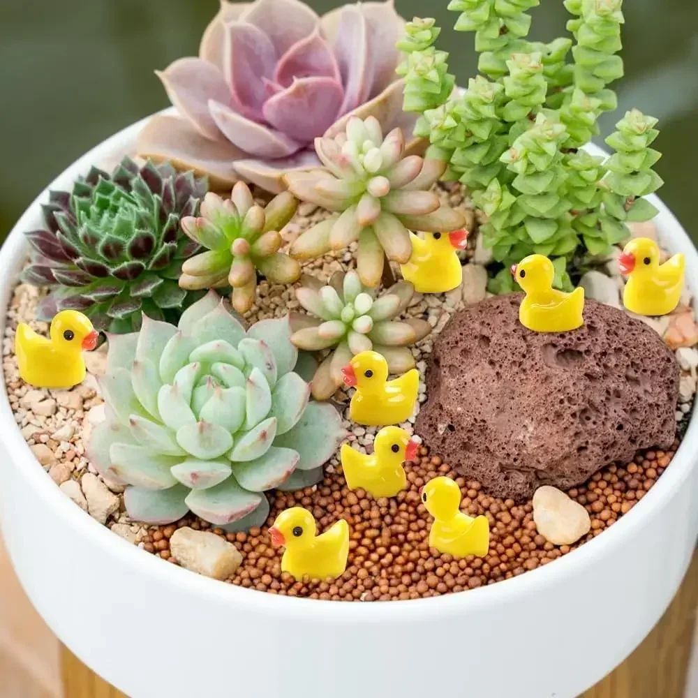 Mini Resin Duck Figurines Set Tiny Yellow Ducks For DIY Crafts Fairy Garden Decor 5