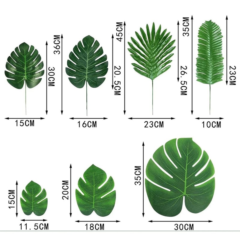 Hawaii Artificial Palm Leaf Mat Set 10pcs Tropical Jungle Table Decor Cup Mats 5