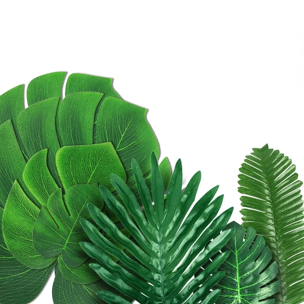 Hawaii Artificial Palm Leaf Mat Set 10pcs Tropical Jungle Table Decor Cup Mats 1