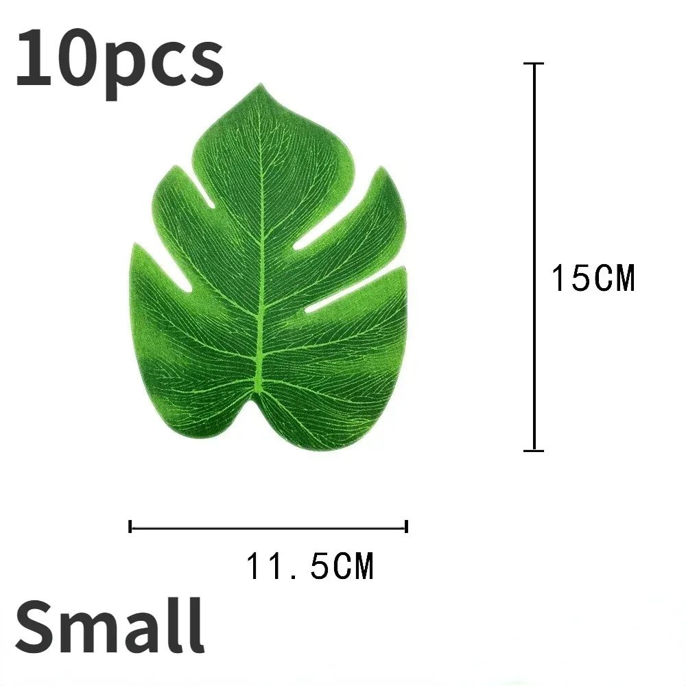 Hawaii Artificial Palm Leaf Mat Set 10pcs Tropical Jungle Table Decor Cup Mats 6