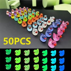 50pcs glow-in-the-dark mini resin ducks – fairy garden & diy miniature decor