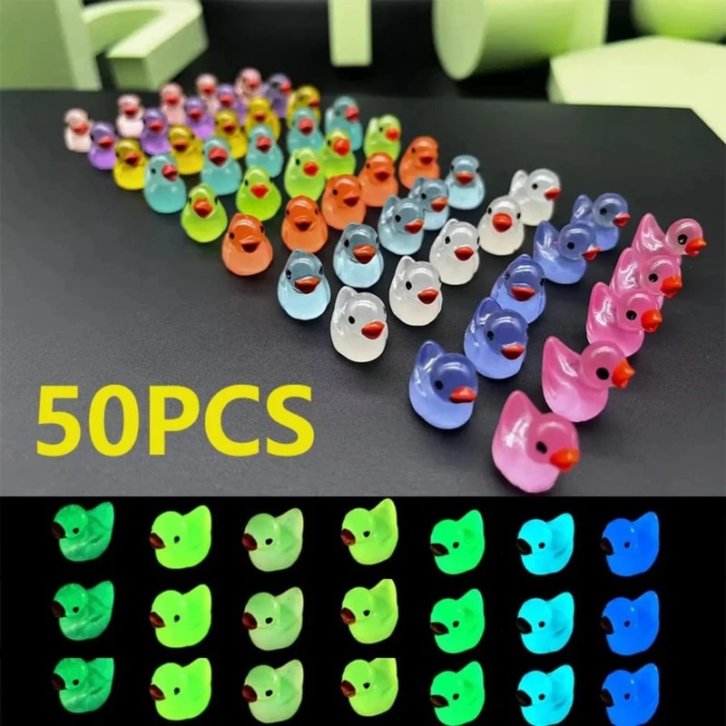 50pcs GlowintheDark Mini Resin Ducks Fairy Garden DIY Miniature Decor 0
