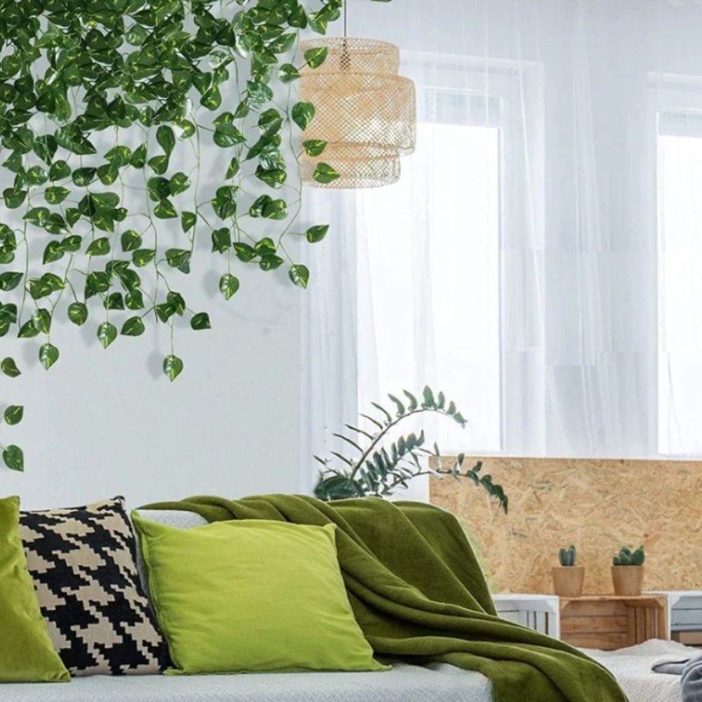 Lush Evergreen Ivy Garland Hanging Vines Realistic Silk Leaf Wall Garden Decor 2
