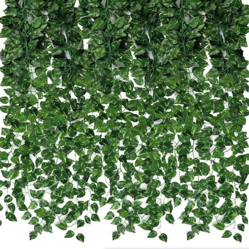 Lush Evergreen Ivy Garland Hanging Vines Realistic Silk Leaf Wall Garden Decor 0