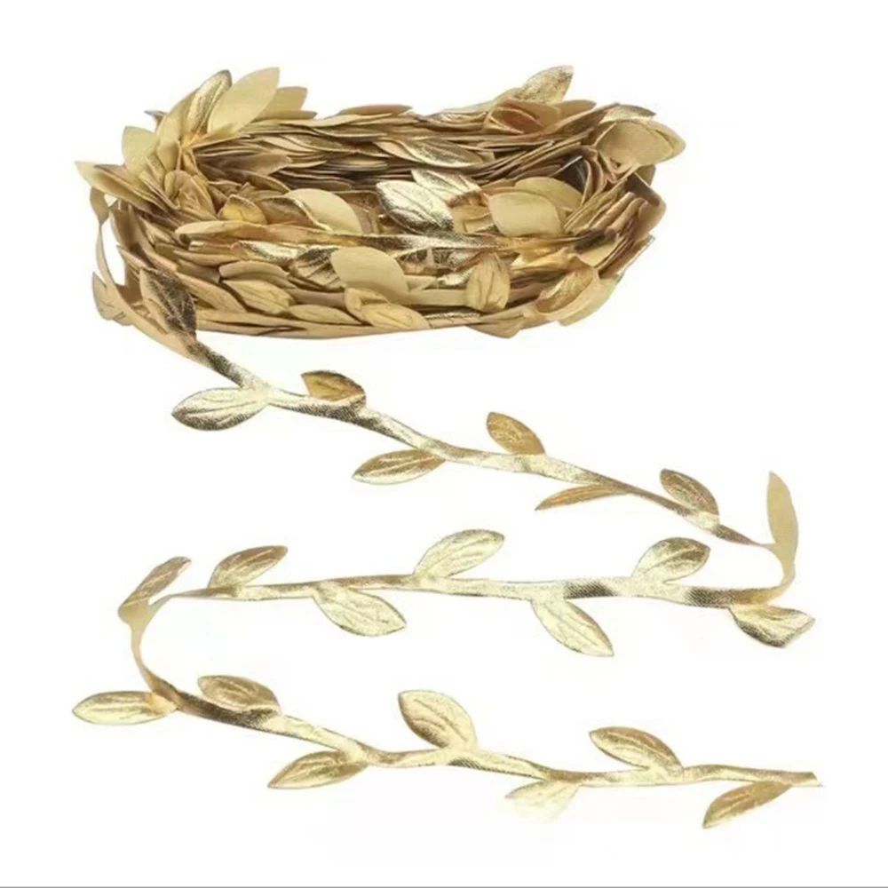 Elegant Gold Leaf Vine Garland Waterproof Silk Rattan Ribbon For Wedding Craft Decor 2
