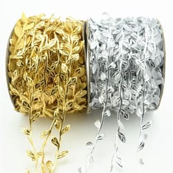 elegant gold leaf vine garland – waterproof silk rattan ribbon for wedding & craft decor