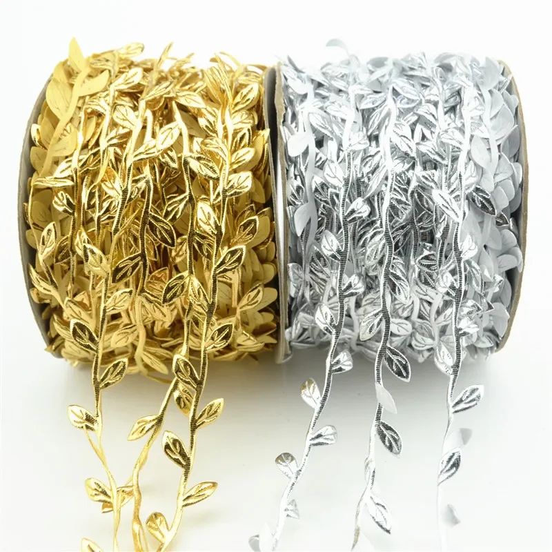 Elegant Gold Leaf Vine Garland Waterproof Silk Rattan Ribbon For Wedding Craft Decor 0