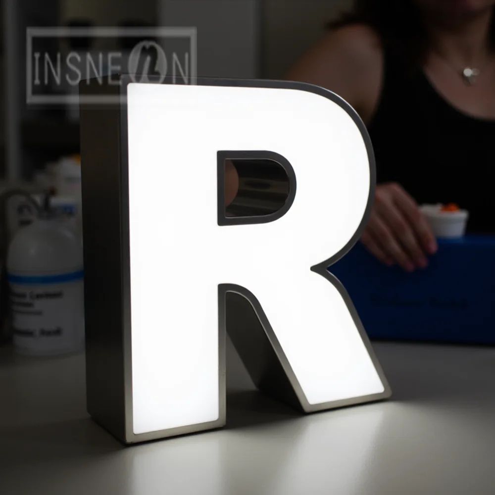 Custom 3D Metal LED Backlit Sign Waterproof Illuminated Business Logo Storefront Signage 10