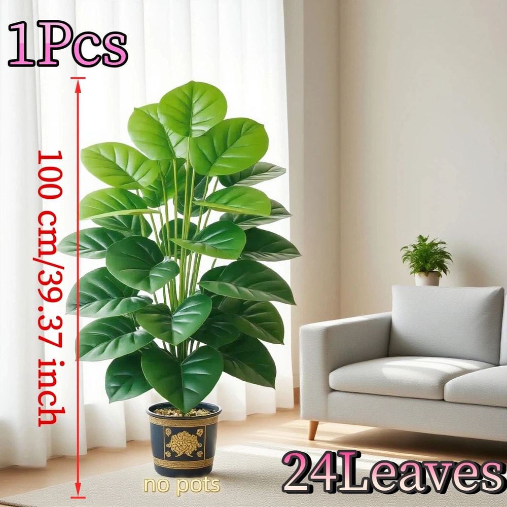 Large Artificial Pothos Plant In Pot Realistic 24Leaf Faux Greenery For Indoor Outdoor Decor 5
